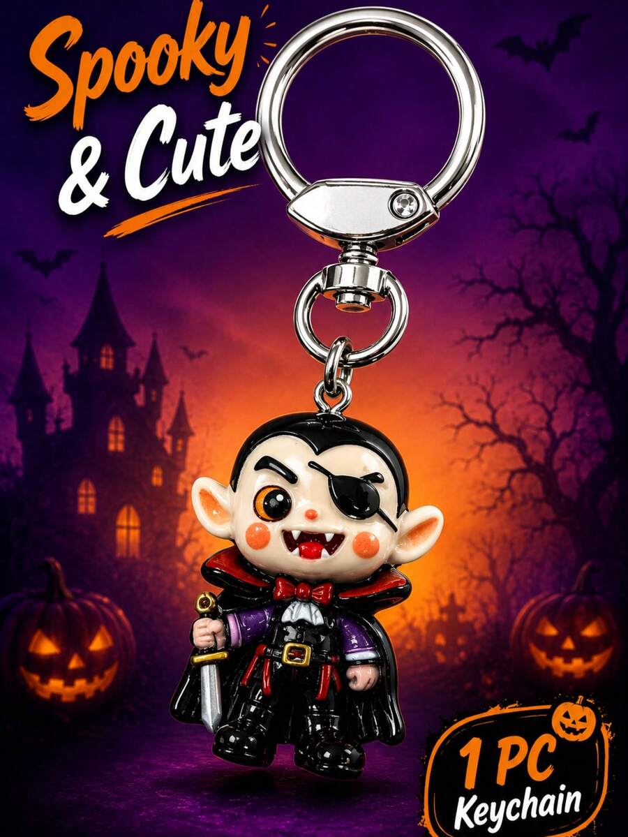 1 pieza Llavero de Conde Vampiro de Noche Oscura, Colgante Lindo de Halloween, Encanto Creativo para Mochila y Coche, Llavero Personalizado - Multicolor 2 - Ver 1