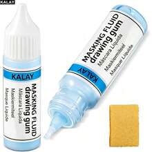 KALAY 60ml Blue/White Watercolor Masking Fluid, Liquid Masking For Watercolor Painting With Silicone Pen And Brush, Quick Dry Peelable Art Tool For Painting, Modeling, - Concealer - View 7