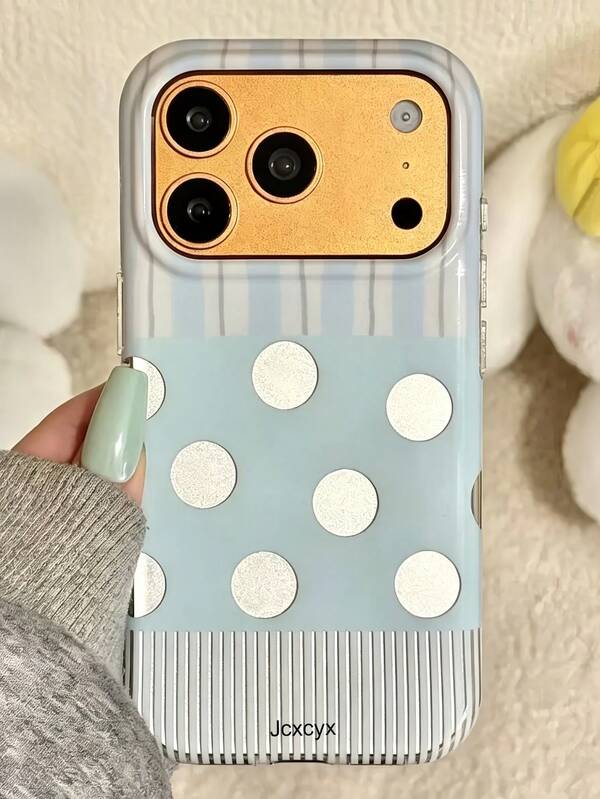 Minimalist Stylish Polka Dot Stripe Splice Phone Case Compatible With IPhone 17 Pro Max 17 Pro 17 16 Pro Max 16 Pro 16 15 Pro Max 15 Pro 14 Pro Max 14 15 14 13 12 Lovely Phone Back Case