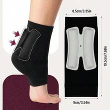 2 Pairs Padded Skate Socks Skating Socks Lace Bite Gel Pads Ankle Malleolar Sleeves Guards Front Foot Shin Achilles Tendon Heel - Black + Achilles - View 2