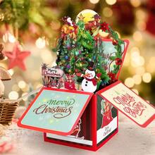 1pc,Christmas Pop-Up Three-Dimensional Box, Christmas Greeting Card With A Note Card And Envelope Atmosphere Scene Setting Props Gift - Multiple Styles - View 3