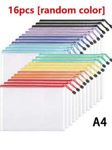 A4 Zipper File Bag Mesh Zipper Pouch Document Bag, Waterproof Zipper Bag File Folder, Suitable For School Office Supplies, Puzzle, Board Game Storage And Toy - Multicolor - View 9