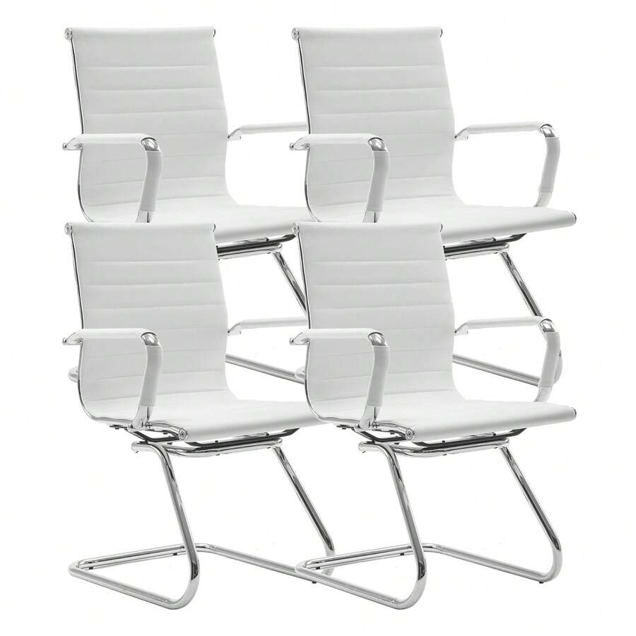 WAHSON OFFICE CHAIRS 4PCS PU Leather Office Chair Metal Frame Conference Chair For Meeting Room/Reception Area - 白色四把 - 查看 1