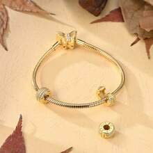 1 Pc 18K Gold Plated Autumn Maple Leaf Wheat Acorn Sunflower Series Charm Fit Bracelet For Diy Jewelry Making, Ideal Choice For Women Jewelry Gift - Gold Or Silver - View 10