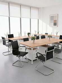 WAHSON OFFICE CHAIRS 4PCS PU Leather Office Chair Metal Frame Conference Chair For Meeting Room/Reception Area - 黑色四把 - 查看 2