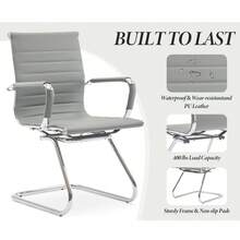 WAHSON OFFICE CHAIRS 6PCS PU Leather Office Chair Metal Frame Conference Chair For Meeting Room/Reception Area - 灰色六把 - 查看 6