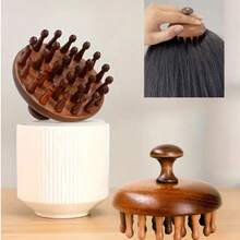 1pc/2pcs Multi-Function Wooden Therapy Massage Comb, Scalp Head Massager, Natural Sandalwood Round Tooth Gua Sha Body Massager - View 5