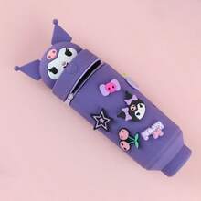 SANRIO 1pc Authentic Cartoon Student Pencil Case, Cute Silicone Pen Pouch, Adorable Hollow Multi-Function 3D Expandable Silicone Stationery Storage Box, Suitable For Learning, Back To School Prizes, Office Desk Organization - Multicolor - View 7