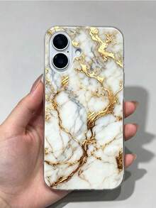 1件裝 透明軟 TPU 手機殼 白色大理石金箔紋理印花，適用於 iPhone 17 Pro Max、16、15、14、13、12、11 Pro Plus 16，全包高凸鏡頭保護，奢華簡約防震保護殼 - 彩色 - 查看 4