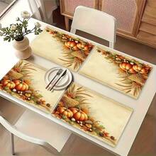 1pc/4pcs/6pcs/8pcs, Autumn, Fallen Leaves Pattern Suitable For Dining Table, Breakfast Mat, Coffee Bar, All Season Decoration, Washable Table Mat, Room Decor, Kitchen Dining Table Mat, Indoor/Outdoor Party Decoration, Home Decor, Ideal Gift - Multicolor - View 4