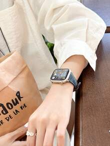 1pc Horseshoe Buckle Premium Leather Watch Band, Compatible With Apple Watch, Fits 42mm, 38mm, 40mm, 41mm, 44mm, 45mm, 46mm, 49mm Sizes. Fashionable Smartwatch Replacement Strap, Suitable For Apple Watch Series Ultra2, Ultra SE2, SE 10, 9, 8, 7, 6, 5, 4, 3, 2, 1, Unisex, Perfect As A Back To School Gift For Students. - Royal Blue - View 4