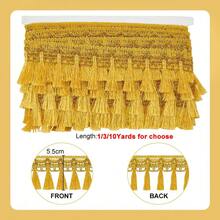 Tassel Fringe Trim, 5.5cm Golden Tassel Trim Tassel Ribbon Sewing Lace Fabric Trims Crochet Lace Ribbon For Curtain Dress Clothes Home Decor DIY Crafts - Multicolor - View 3