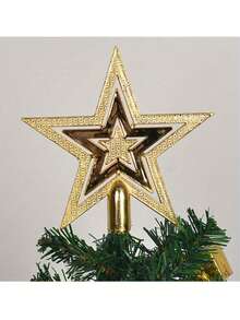 1 Set Christmas Tree Topper - Gold Hollow Five-Pointed Star Decoration, Glitter Finish, Christmas And New Year Holiday Decor - Multicolor - View 6