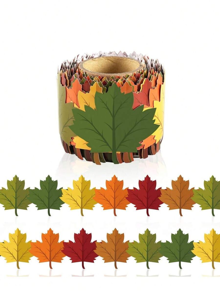 1 Roll Autumn Bulletin Board Border, Autumn Classroom Decor, Maple Leaf Bulletin Board Decoration, Suitable For Autumn Thanksgiving Back To School Classroom Office Blackboard Door Wall Decoration - 1 Roll - View 1