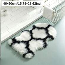 1pc Black And White Clover Pattern Kitchen Mat, Faux Wool Modern Home Fluffy Irregular Flat Bottom Fish Shaped Rug, Suede Bottom Anti-Slip Small Mat, Soft Bedside Foot Mat, Cat And Dog Resting Pad, Room Bedroom Decorative Blanket, Suitable For Entrance, Bay Window, Bedroom, Living Room, Study, Dormitory And Other All-Season Home Decor, Holiday Atmosphere Decorative Mat, Autumn/Winter Comfortable Carpet - View 10