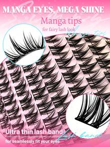 Eimny 340Pcs Manga Cluster Eyelash Extensions Featuring C-Curl. DIY Lash Extension Kit For Home Beauty, Equipped With Lash Glue, Tweezers, Lash Brush. Suitable For Daily Work, Weddings, Stage Performances, Outdoor Activities And Music Parties. - Multicolor - View 3