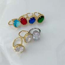 1pc Gold & Silver Versatile Ring, Various Shapes Oval Square, Adjustable Zirconia Open Band Premium Ring - Multicolor - View 12