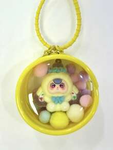 1 Set Dopamine Flocked Rabbit Flocked Doll With Round Transparent Bag Charm, Fur Ball Silicone Lanyard Bag Pendant, Birthday Gift, Party Favor - Multicolor - View 16