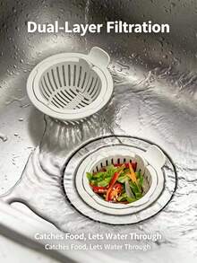 1pc Kitchen Sink Strainer, Drain Clog Preventer, Home Dishwashing Sink Vegetable Basin Colander, Water Filtration Tool, Semi-Automatic Leftover Food And Vegetable Leaf Disposal, Essential For Home Kitchen, Mini Colander, Christmas, Halloween - A - View 5