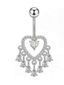 Belly Button Ring Dangle Hypoallergenic Stainless Steel Belly Rings For Women CZ Pearl Heart Butterfly Bow Flower Navel Piercing Jewelry Navel Ring - Butterfly - View 18