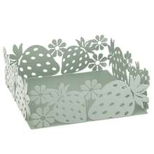 Baroni Home Portatovaglioli in Metallo Decorato, Design Moderno per Tavola e Cucina, Linea Fragola, 16x16x6 cm - Portatovaglioli - Visualizzare 6