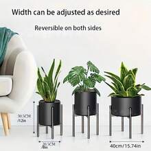 Modern Gold Metal Plant Stand, Adjustable Width, Indoor Plant Riser, Sturdy Flower Pot Holder, Living Room Corner Decor - Multicolor - View 2