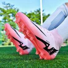Men's Soccer Shoes New FG/TF Wear-Resistant Breathable PU Leather Artificial Turf Training & Match Football Shoes - Pink - View 7
