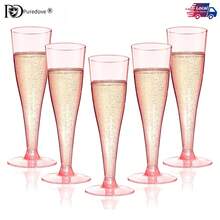 PUREDOVE Pink Champagne Flutes Plastic Wine Glasses Reusable, 25/50 Pack 4.5 Oz Mimosa Glasses For 2026 Engagement Wedding Birthday Back-To-School Party Supplies, Bulk Cocktail Toasting Cups - 粉色 - 查看 1