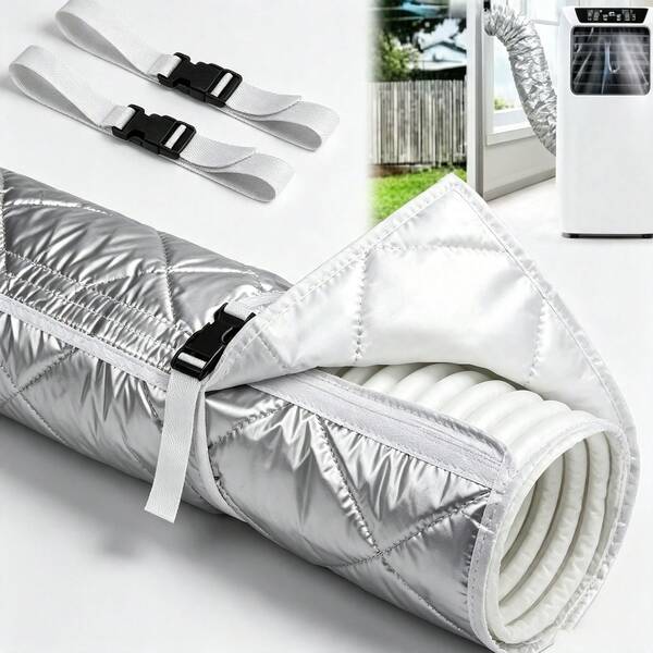 CoolSleeve Portable Air Conditioner Exhaust Hose Cover, Insulated Air Outlet Pipe Protector, Waterproof Dustproof Zippered Air Duct Wrap, Adjustable Thermal Insulation Hose Sleeve, Suitable For Portable Air Conditioner Exhaust Hose