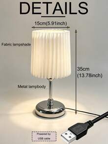 1pc USB Powered Silver Premium Minimalist Desk Lamp, Modern Ins Style Retro Creative Decorative Table Lamp Night Light For Bedroom Bedside Room Desktop Decoration - Silver - View 9