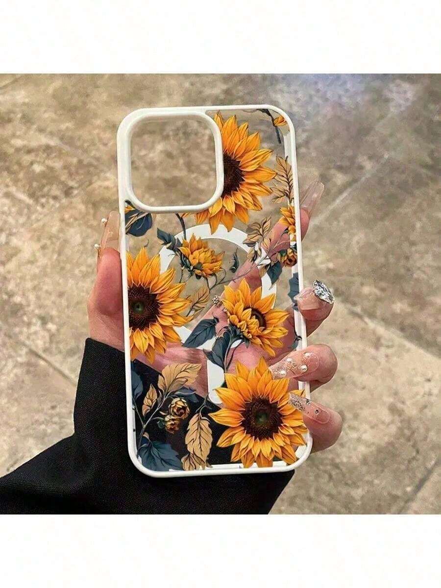 White Macaron Magnetic Phone Case, Phone 16 15 14 13 12 11Pro Max Plus Wildflower Pattern Anti-Scratch MagSafe After Enabling Hard PC Protection Anti-Drop Protection Ultra-Thin Phone Case Gift - 白色 - 查看 1