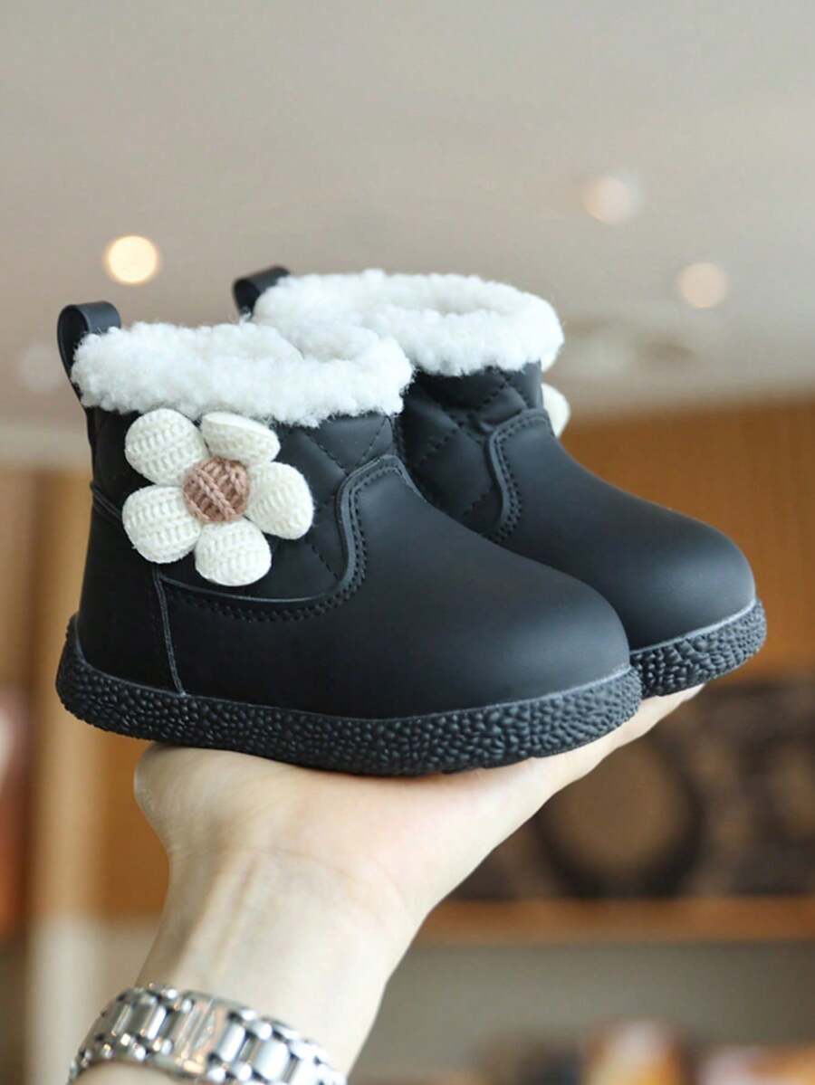 1 Pair Autumn/Winter Baby Snow Boots, Soft & Comfortable, Cute & Playful, Suitable For Multiple Occasions - Black - View 1