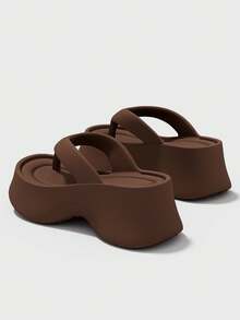7cm Thick Platform Flip Flops Women's 2026 New Summer Versatile Beach Sandals - Coffee - View 6