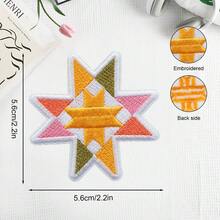 1pc Star Embroidery Heat Transfer Patch, Retro-Colored Serrated Star Sewing Sticker, Suitable For Denim Jackets, Hats, Backpacks, And Clothing Decoration - A - View 2