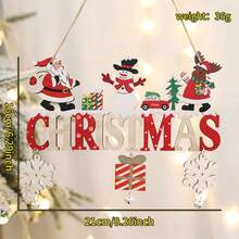 1pc Christmas Wooden Hanging Ornament, Gnome Pattern With Snowflake And Bell Pendant, "WELCOME" Letter Design, Rustic Christmas Tree/Door/Wall/Window Home Decor, Suitable As Christmas Gift - / - View 12