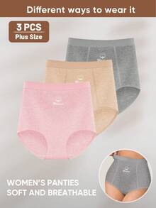 3pcs Women's Mid-High Waist Panties, Daily Triangle Briefs, Minimalist Style, Breathable And Skin-Friendly - Multicolor - View 5