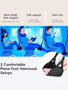 高鐵與航空旅行用腳部吊床，飛機腳踏吊床，可調節腳部支撐帶，長途飛行必備旅行配件 - 彩色 - 查看 7