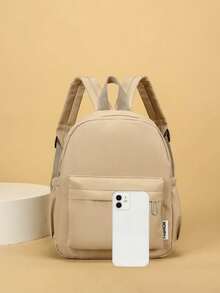 1PC Minimalist Backpack, Casual And Elegant, School Bag For Boys And Girls, Zipper Design, Adjustable Shoulder Straps, Suitable For School, Travel, Can Easily Hold Daily Essentials, Versatile Item, Suitable For Various Styles And Occasions. - Multicolor - View 6