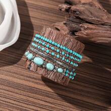 1 buah Set Gelang Berlapis Turquoise Bohemian, Gelang Tali Elastis Vintage, Aksesori Tangan Manik-manik Buatan Tangan, Perhiasan Serbaguna untuk Liburan Pantai Musim Panas, Aksesori yang Dapat Ditumpuk, Elastis yang Dapat Diatur - MultiWarna - View 8