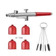 Pistola de aerógrafo portátil con parada automática de 0.3 mm ajustable para pintura corporal, modelos, uñas - Verde - Ver 3