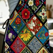 Colorful Floral Patchwork Design Kitchen Apron Cooking Apron Baking Accessories For Men Women - White - View 4
