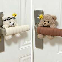 Cute Bear-Shaped Door Handle Cover, Anti-Collision Door Handle Protector, Soft Foam Door Handle Protector, Anti-Scalding Anti-Freezing, Suitable For Home And Office, Brown And White - Multicolor - View 2