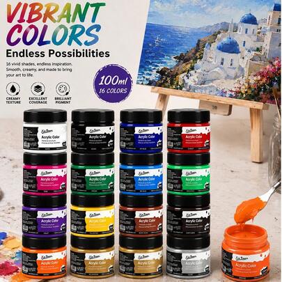 Peinture acrylique Xin Bowen, bouteille unique de 100 ml, texture lisse à haute pigmentation avec une forte couverture & finition imperméable, idéale pour la canevas, le bois, le tissu & les loisirs créatifs, parfaite pour les artistes, les étudiants & les amateurs