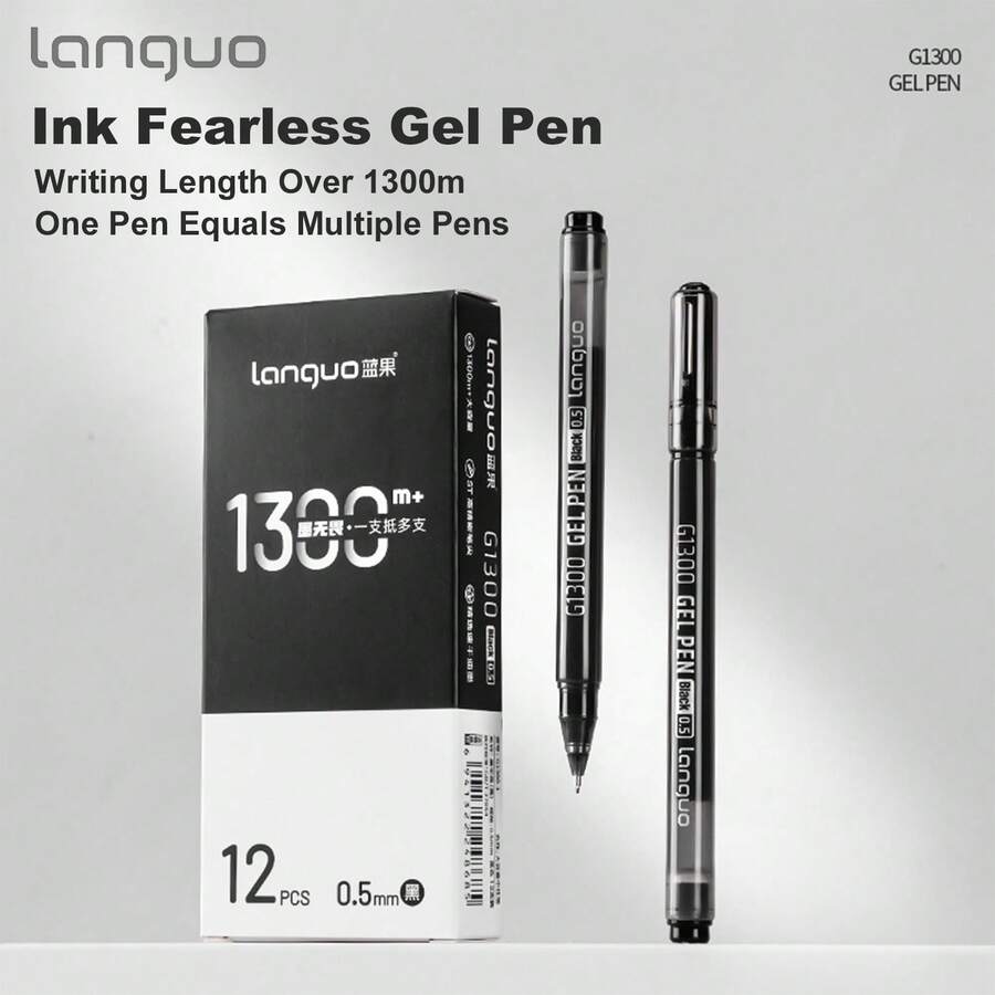 Pulpen Blue Fruit Kapasitas Besar Netral Ujung Jarum 0,5mm Tinta Hitam, Jarak Tulis Sangat Jauh, Halus dan Tidak Luntur, Pulpen Tanda Tangan Sekali Pakai untuk Pelajar, Persiapan Ujian, Kantor dan Penandatanganan, Satu Kotak Penuh - pulpen gel - View 1