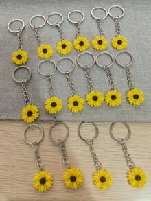 1/16pcs Sunflower PVC Keychain Bag/Wallet Charm Key Chain Handbag Pendant Halloween Teacher Supplies - Multicolor - View 2