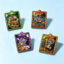 4pcs/Set Halloween Skull Enamel Pin Fashion Decorative Badge Ornaments Lapel Bag Badges Gifts - Multicolor - View 4