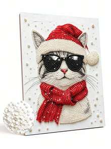Cat Pattern Pearl Painting Set Adult Round Half Pearl Rhinestone Art Craft Home Wall Decor Holiday Gift - Sets - View 12