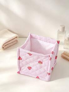 1pc Beautiful Quilted Desktop Storage Basket, Desktop Clutter Organizer, Lipstick Makeup Brush Skincare Product Storage Basket, Desktop Decor, Makeup Organizer Box, Used For Organizing Makeup Brushes And Skincare Products - Multicolor - View 19