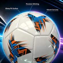 Football Size 2, Fashionable Tech Style, Creative Machine-Stitched Patchwork Design, Excellent Rebound Performance For Comfortable Sports Experience, Wear-Resistant Surface For Outdoor Use. Compact And Easy To Store, Suitable For Leisure Sports, Play, And Photography, Combining Practical Sports Value With Fashionable Aesthetics. - Blue - View 3