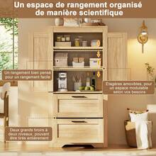 Natural MDF Sideboard, Credenza - 60x30x128cm - Natural - View 11